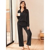 Ekouaer Lounge Sets for Women 2 Piece Outfits 2026 Long Sleeve Top with Pants(Black)