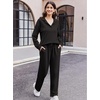 Ekouaer Lounge Sets for Women 2 Piece Outfits 2026 Long Sleeve Top with Pants(Black)