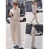 Ekouaer Lounge Sets for Women 2 Piece Outfits 2026 Long Sleeve Top with Pants(C-apricot)