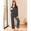 Ekouaer Lounge Sets for Women 2 Piece Outfits 2026 Long Sleeve Top with Pants(Dark Grey)