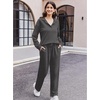 Ekouaer Lounge Sets for Women 2 Piece Outfits 2026 Long Sleeve Top with Pants(Dark Grey)