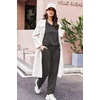 Ekouaer Lounge Sets for Women 2 Piece Outfits 2026 Long Sleeve Top with Pants(Dark Grey)