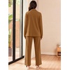 Ekouaer Lounge Sets for Women 2 Piece Outfits 2026 Long Sleeve Top with Pants(Light Brown)