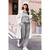 Ekouaer Lounge Sets for Women 2 Piece Outfits 2026 Long Sleeve Top with Pants(Light Grey)