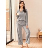 Ekouaer Lounge Sets for Women 2 Piece Outfits 2026 Long Sleeve Top with Pants(Light Grey)