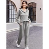 Ekouaer Lounge Sets for Women 2 Piece Outfits 2026 Long Sleeve Top with Pants(Light Grey)