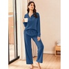 Ekouaer Lounge Sets for Women 2 Piece Outfits 2026 Long Sleeve Top with Pants(Navy)