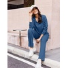 Ekouaer Lounge Sets for Women 2 Piece Outfits 2026 Long Sleeve Top with Pants(Navy)