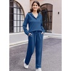 Ekouaer Lounge Sets for Women 2 Piece Outfits 2026 Long Sleeve Top with Pants(Navy)