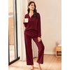 Ekouaer Lounge Sets for Women 2 Piece Outfits 2026 Long Sleeve Top with Pants(Wine Red)