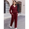 Ekouaer Lounge Sets for Women 2 Piece Outfits 2026 Long Sleeve Top with Pants(Wine Red)