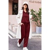 Ekouaer Lounge Sets for Women 2 Piece Outfits 2026 Long Sleeve Top with Pants(Wine Red)