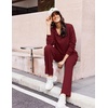 Ekouaer Lounge Sets for Women 2 Piece Outfits 2026 Long Sleeve Top with Pants(Wine Red)