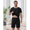 Ekouaer Mens Pajamas Sets Shorts Soft Short Sleeve Pjs | Round Neck Summer Sleepwear, Soft Casual Sleep Nightwear Lounge Sets Pants with Pockets, S-XXL(Black)