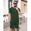 Ekouaer Mens Pajamas Sets Shorts Soft Short Sleeve Pjs | Round Neck Summer Sleepwear, Soft Casual Sleep Nightwear Lounge Sets Pants with Pockets, S-XXL(Deep Green)