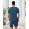 Ekouaer Mens Pajamas Sets Shorts Soft Short Sleeve Pjs | Round Neck Summer Sleepwear, Soft Casual Sleep Nightwear Lounge Sets Pants with Pockets, S-XXL(Deep Blue)