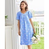 Ekouaer Moo Moos for Women Cotton House Dress With Pockets Soft Nightgowns | Cotton Short Sleeve Mumu Dresses, Embroidered Lounge Dress, Floral Sleepwear, V Neck Loungewear, Mother’s Gifts, Daily, Home(Blue Pigeon)