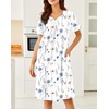 Ekouaer Moo Moos for Women Cotton House Dress With Pockets Soft Nightgowns | Cotton Short Sleeve Mumu Dresses, Embroidered Lounge Dress, Floral Sleepwear, V Neck Loungewear, Mother’s Gifts, Daily, Home(White Flowers)
