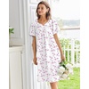 Ekouaer Moo Moos for Women Cotton House Dress With Pockets Soft Nightgowns | Cotton Short Sleeve Mumu Dresses, Embroidered Lounge Dress, Floral Sleepwear, V Neck Loungewear, Mother’s Gifts, Daily, Home(White Floral)