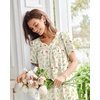 Ekouaer Moo Moos for Women Cotton House Dress With Pockets Soft Nightgowns | Cotton Short Sleeve Mumu Dresses, Embroidered Lounge Dress, Floral Sleepwear, V Neck Loungewear, Mother’s Gifts, Daily, Home(Yellow Floral)