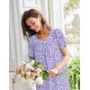 Ekouaer Moo Moos for Women Cotton House Dress With Pockets Soft Nightgowns | Cotton Short Sleeve Mumu Dresses, Embroidered Lounge Dress, Floral Sleepwear, V Neck Loungewear, Mother’s Gifts, Daily, Home(Purple Flowers)