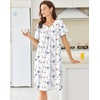 Ekouaer Moo Moos for Women Cotton House Dress With Pockets Soft Nightgowns | Cotton Short Sleeve Mumu Dresses, Embroidered Lounge Dress, Floral Sleepwear, V Neck Loungewear, Mother’s Gifts, Daily, Home(White Flowers)