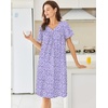 Ekouaer Moo Moos for Women Cotton House Dress With Pockets Soft Nightgowns | Cotton Short Sleeve Mumu Dresses, Embroidered Lounge Dress, Floral Sleepwear, V Neck Loungewear, Mother’s Gifts, Daily, Home(Purple Flowers)
