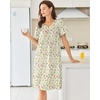 Ekouaer Moo Moos for Women Cotton House Dress With Pockets Soft Nightgowns | Cotton Short Sleeve Mumu Dresses, Embroidered Lounge Dress, Floral Sleepwear, V Neck Loungewear, Mother’s Gifts, Daily, Home(Yellow Floral)