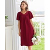 Ekouaer Moo Moos for Women Cotton House Dress With Pockets Soft Nightgowns | Cotton Short Sleeve Mumu Dresses, Embroidered Lounge Dress, Floral Sleepwear, V Neck Loungewear, Mother’s Gifts, Daily, Home(Wine Red)