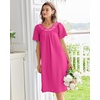 Ekouaer Moo Moos for Women Cotton House Dress With Pockets Soft Nightgowns | Cotton Short Sleeve Mumu Dresses, Embroidered Lounge Dress, Floral Sleepwear, V Neck Loungewear, Mother’s Gifts, Daily, Home(Rose Red)