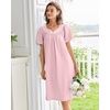 Ekouaer Moo Moos for Women Cotton House Dress With Pockets Soft Nightgowns | Cotton Short Sleeve Mumu Dresses, Embroidered Lounge Dress, Floral Sleepwear, V Neck Loungewear, Mother’s Gifts, Daily, Home(Deep Pink)