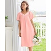 Ekouaer Moo Moos for Women Cotton House Dress With Pockets Soft Nightgowns | Cotton Short Sleeve Mumu Dresses, Embroidered Lounge Dress, Floral Sleepwear, V Neck Loungewear, Mother’s Gifts, Daily, Home(Light Pink)