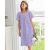 Ekouaer Moo Moos for Women Cotton House Dress With Pockets Soft Nightgowns | Cotton Short Sleeve Mumu Dresses, Embroidered Lounge Dress, Floral Sleepwear, V Neck Loungewear, Mother’s Gifts, Daily, Home(Purple Flowers)