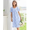 Ekouaer Moo Moos for Women Cotton House Dress With Pockets Soft Nightgowns | Cotton Short Sleeve Mumu Dresses, Embroidered Lounge Dress, Floral Sleepwear, V Neck Loungewear, Mother’s Gifts, Daily, Home(Blue Floral)