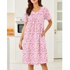 Ekouaer Moo Moos for Women Cotton House Dress With Pockets Soft Nightgowns | Cotton Short Sleeve Mumu Dresses, Embroidered Lounge Dress, Floral Sleepwear, V Neck Loungewear, Mother’s Gifts, Daily, Home(Pink Floral)