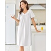 Ekouaer Moo Moos for Women Cotton House Dress With Pockets Soft Nightgowns | Cotton Short Sleeve Mumu Dresses, Embroidered Lounge Dress, Floral Sleepwear, V Neck Loungewear, Mother’s Gifts, Daily, Home(White)