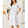 Ekouaer Moo Moos for Women Cotton House Dress With Pockets Soft Nightgowns | Cotton Short Sleeve Mumu Dresses, Embroidered Lounge Dress, Floral Sleepwear, V Neck Loungewear, Mother’s Gifts, Daily, Home(Purple Floral)