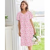 Ekouaer Moo Moos for Women Cotton House Dress With Pockets Soft Nightgowns | Cotton Short Sleeve Mumu Dresses, Embroidered Lounge Dress, Floral Sleepwear, V Neck Loungewear, Mother’s Gifts, Daily, Home(Pink Floral)