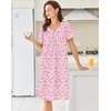Ekouaer Moo Moos for Women Cotton House Dress With Pockets Soft Nightgowns | Cotton Short Sleeve Mumu Dresses, Embroidered Lounge Dress, Floral Sleepwear, V Neck Loungewear, Mother’s Gifts, Daily, Home(Pink Floral)