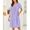 Ekouaer Moo Moos for Women Cotton House Dress With Pockets Soft Nightgowns | Cotton Short Sleeve Mumu Dresses, Embroidered Lounge Dress, Floral Sleepwear, V Neck Loungewear, Mother’s Gifts, Daily, Home(Purple Flowers)