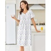 Ekouaer Moo Moos for Women Cotton House Dress With Pockets Soft Nightgowns | Cotton Short Sleeve Mumu Dresses, Embroidered Lounge Dress, Floral Sleepwear, V Neck Loungewear, Mother’s Gifts, Daily, Home(Purple Floral)
