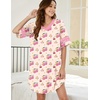 Ekouaer Nightgowns for Women Cotton Night Gowns Short Sleeve Sleepwear | Ladies Sleep Shirts Casual T Shirt Nightgown V Neck Night Shirts Soft Moo Moos Color Block Pajama Shirt Plus Size Nightshirts(B_teddy)
