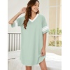 Ekouaer Nightgowns for Women Cotton Night Gowns Short Sleeve Sleepwear | Ladies Sleep Shirts Casual T Shirt Nightgown V Neck Night Shirts Soft Moo Moos Color Block Pajama Shirt Plus Size Nightshirts(A_light Green)