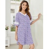 Ekouaer Nightgowns for Women Cotton Night Gowns Short Sleeve Sleepwear | Ladies Sleep Shirts Casual T Shirt Nightgown V Neck Night Shirts Soft Moo Moos Color Block Pajama Shirt Plus Size Nightshirts(B_purple Floral)
