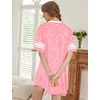 Ekouaer Nightgowns for Women Cotton Night Gowns Short Sleeve Sleepwear | Ladies Sleep Shirts Casual T Shirt Nightgown V Neck Night Shirts Soft Moo Moos Color Block Pajama Shirt Plus Size Nightshirts(C_leopard Orange)