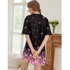Ekouaer Nightgowns for Women Cotton Night Gowns Short Sleeve Sleepwear | Ladies Sleep Shirts Casual T Shirt Nightgown V Neck Night Shirts Soft Moo Moos Color Block Pajama Shirt Plus Size Nightshirts(B_cherry Blossoms Black)