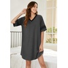 Ekouaer Nightgowns for Women Cotton Night Gowns Short Sleeve Sleepwear | Ladies Sleep Shirts Casual T Shirt Nightgown V Neck Night Shirts Soft Moo Moos Color Block Pajama Shirt Plus Size Nightshirts(A_dark Grey)