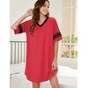 Ekouaer Nightgowns for Women Cotton Night Gowns Short Sleeve Sleepwear | Ladies Sleep Shirts Casual T Shirt Nightgown V Neck Night Shirts Soft Moo Moos Color Block Pajama Shirt Plus Size Nightshirts(A_red)