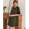 Ekouaer Nightgowns for Women Cotton Night Gowns Short Sleeve Sleepwear | Ladies Sleep Shirts Casual T Shirt Nightgown V Neck Night Shirts Soft Moo Moos Color Block Pajama Shirt Plus Size Nightshirts(A_army Green)