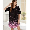 Ekouaer Nightgowns for Women Cotton Night Gowns Short Sleeve Sleepwear | Ladies Sleep Shirts Casual T Shirt Nightgown V Neck Night Shirts Soft Moo Moos Color Block Pajama Shirt Plus Size Nightshirts(B_cherry Blossoms Black)